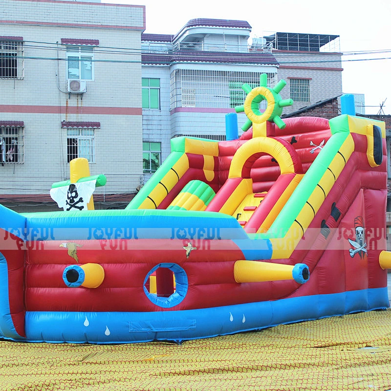 Factory Price Soft Play Equipment Pirate Ship Inflatable Playground with Big Slide for Sale