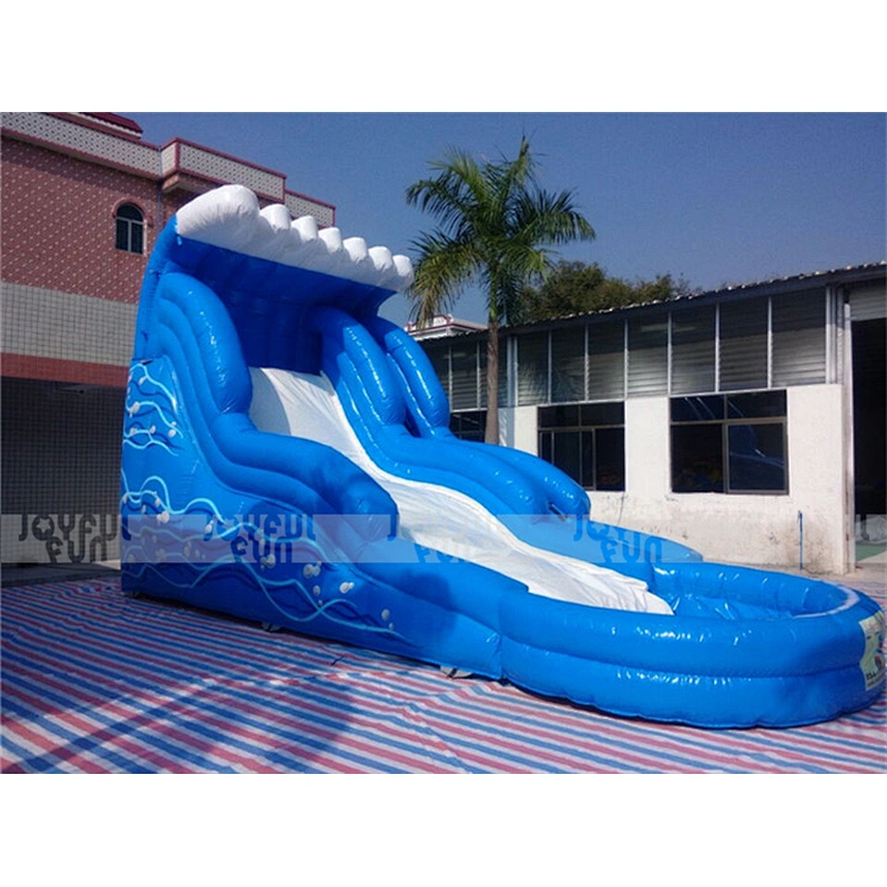 Amusement park wavy commercial inflatable water slide with pool inflatable amusement equipment for sale
