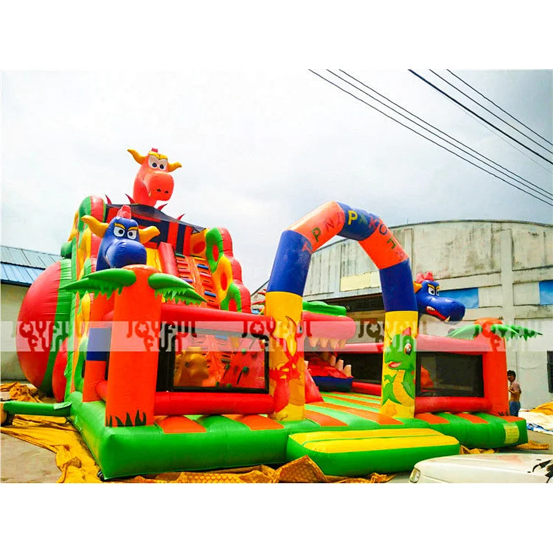 Factory Direct Sale Dragon Dinosaur Movable Mouth Big Slide Playground
