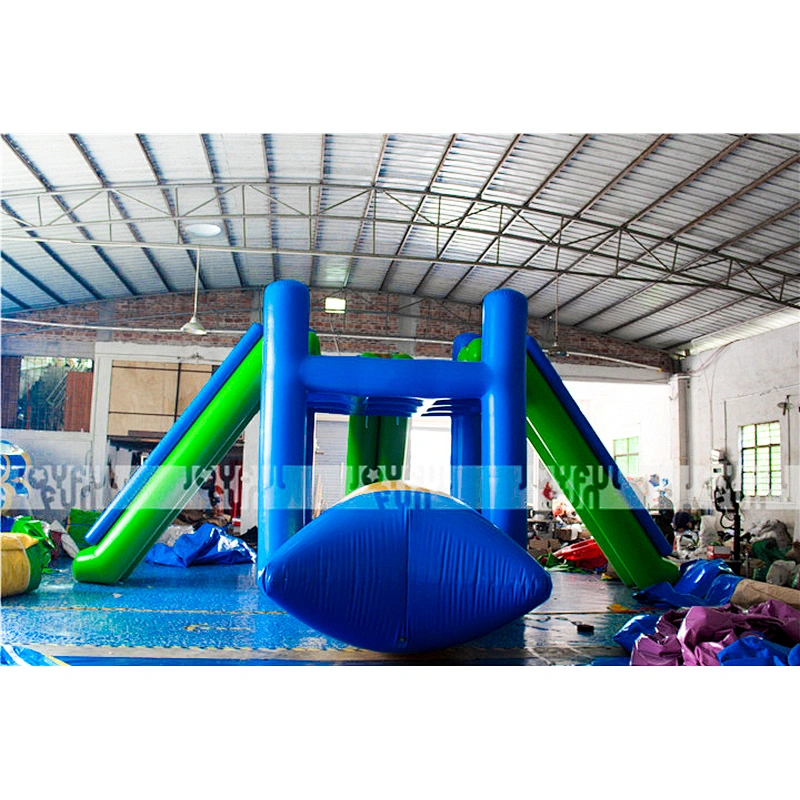 Funny water inflatable combo with high slide handles and jump pillow used in pool