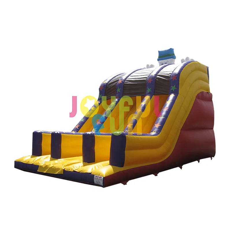 Clown theme 2-lane slide outdoor inflatable dry slide for kids or adult
