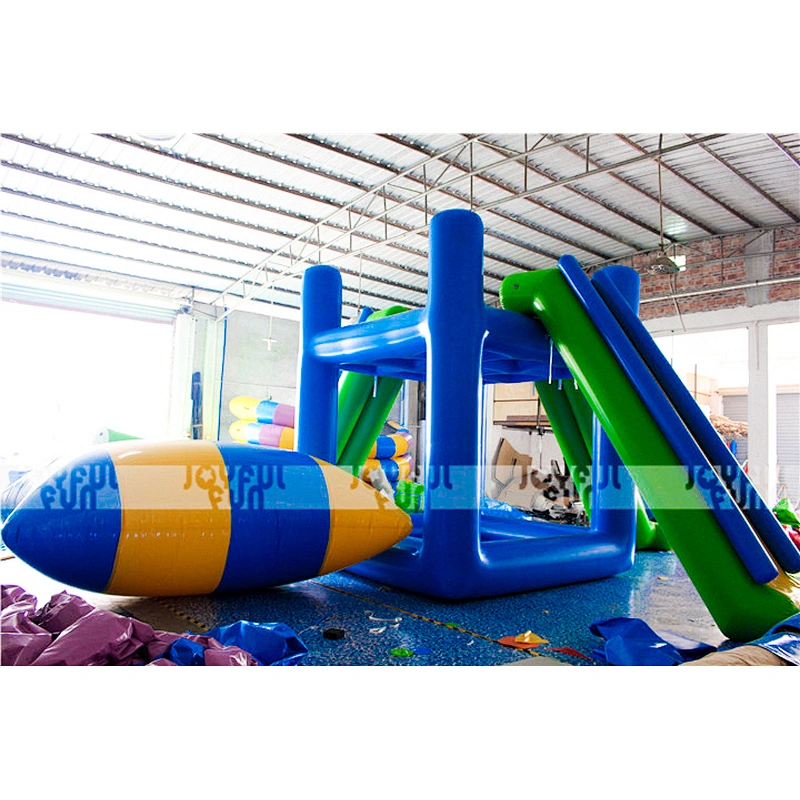 Funny water inflatable combo with high slide handles and jump pillow used in pool