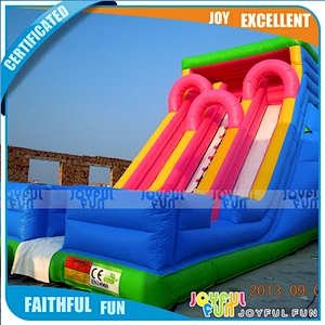 Commercial inflatable water slide with small pool, extreme water slide drop kick, inflatable bouncy slide for landing