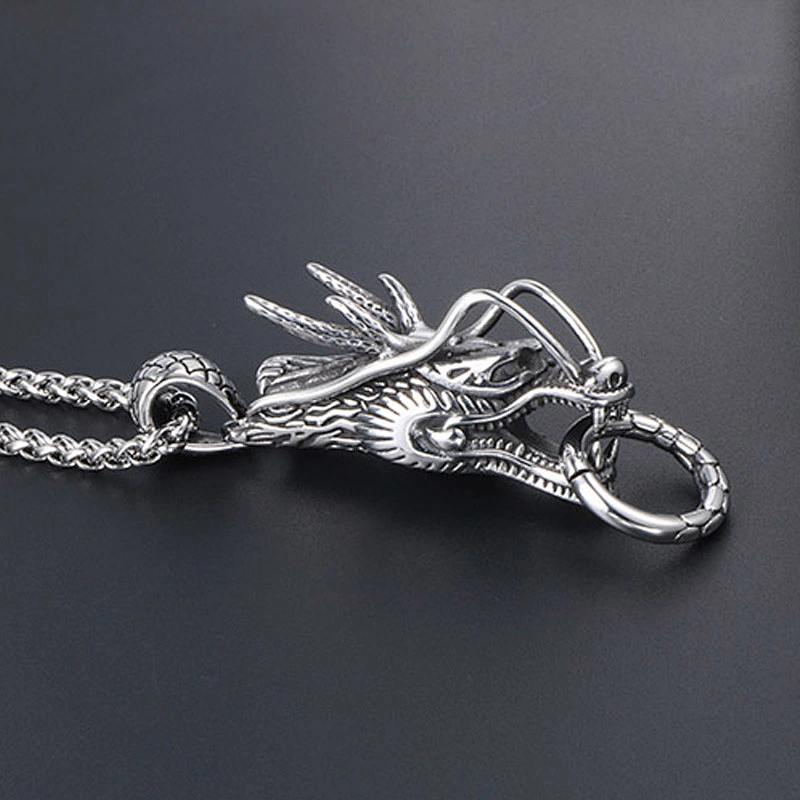 Wholesale And Retail Stainless Steel Antique Silver Womens Hip Hop Punk Gift Party Vintage Dragon Pendants&Charms Jewelry