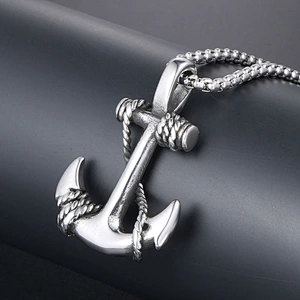 Wholesale And Retail Stainless Steel Antique Silver Womens Hip Hop Punk Gift Party Vintage Ship's Anchor Pendants&Charms Jewelr