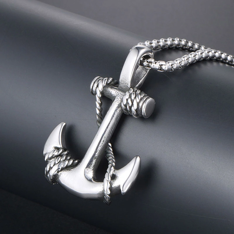 Wholesale And Retail Stainless Steel Antique Silver Womens Hip Hop Punk Gift Party Vintage Ship's Anchor Pendants&Charms Jewelr