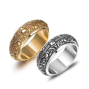 Wholesale And Retail Stainless Steel Antique Silver Men's Hip Hop Punk Gift Party Vintage  Ring Women's Jewelry