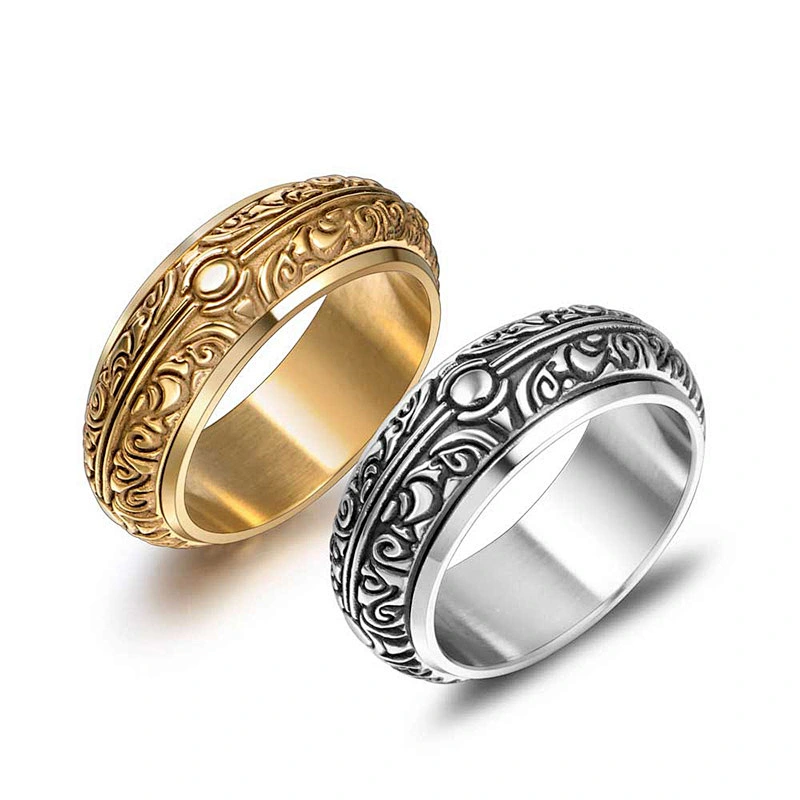 Wholesale And Retail Stainless Steel Antique Silver Men's Hip Hop Punk Gift Party Vintage  Ring Women's Jewelry