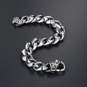 Wholesale And Retail Stainless Steel Antique Silver Men's Hip Hop Punk Gift Party Thick Rough Chain Bangle Bracelet Jewelry