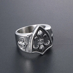 Wholesale And Retail Stainless Steel Antique Silver Men's Hip Hop Punk Gift Party Charm Scout Flowers Rings Jewelry