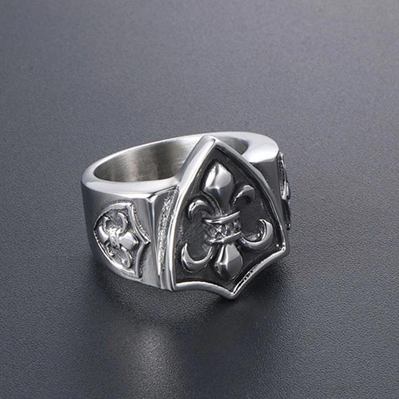 Wholesale And Retail Stainless Steel Antique Silver Men's Hip Hop Punk Gift Party Charm Scout Flowers Rings Jewelry