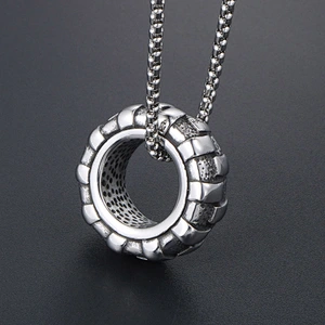 Wholesale And Retail Stainless Steel Antique Silver Womens Hip Hop Punk Gift Party Vintage Tyre Pendants&Charms Jewelry