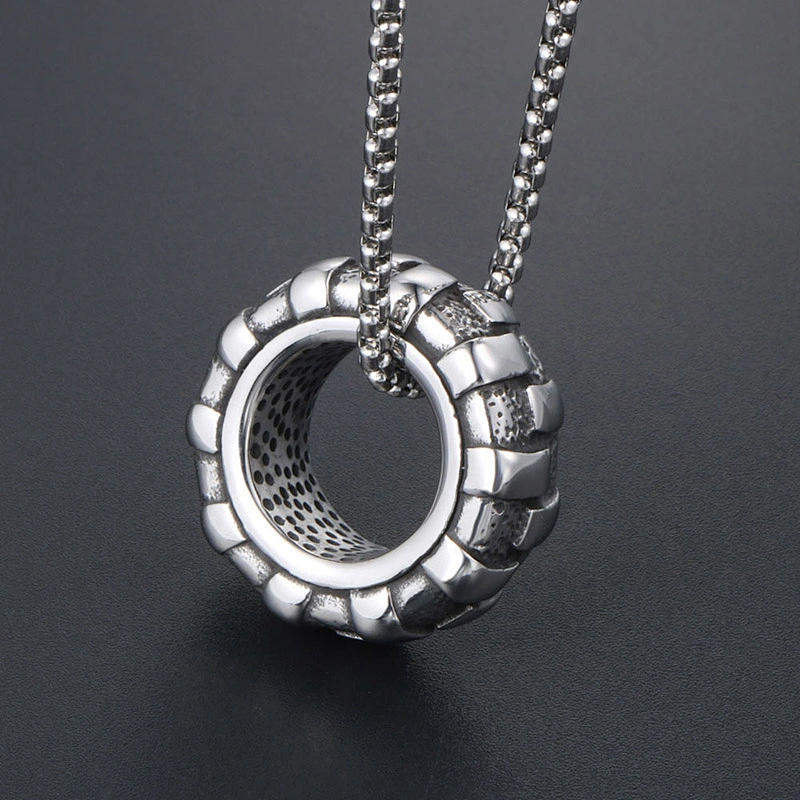 Wholesale And Retail Stainless Steel Antique Silver Womens Hip Hop Punk Gift Party Vintage Tyre Pendants&Charms Jewelry