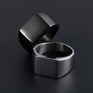 Wholesale And Retail Stainless Steel Silver Black Men's Hip Hop Punk Gift Party Lovers simple Classic Ring Women's Jewelry