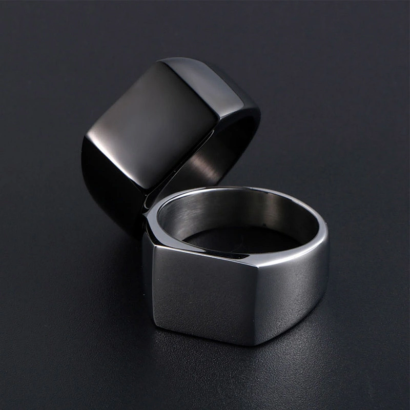 Wholesale And Retail Stainless Steel Silver Black Men's Hip Hop Punk Gift Party Lovers simple Classic Ring Women's Jewelry