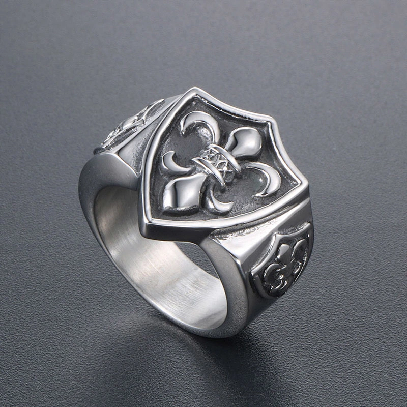 Wholesale And Retail Stainless Steel Antique Silver Men's Hip Hop Punk Gift Party Charm Scout Flowers Rings Jewelry