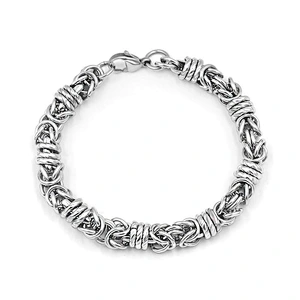 Wholesale And Retail Stainless Steel Antique Silver Men's Hip Hop Punk Gift Fashion weaved Chain Bangle Bracelet Jewelry