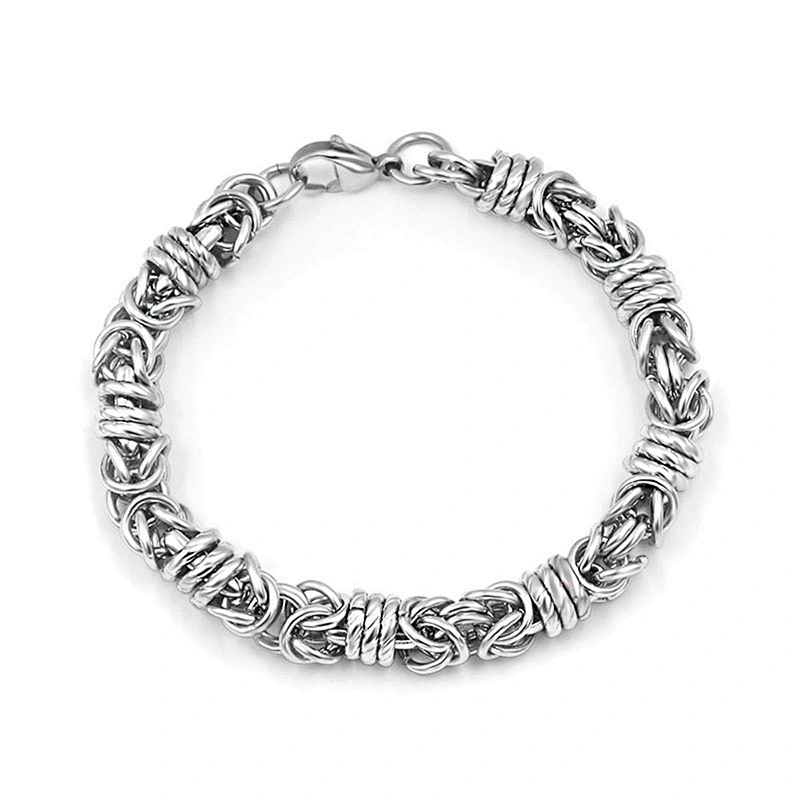 Wholesale And Retail Stainless Steel Antique Silver Men's Hip Hop Punk Gift Fashion weaved Chain Bangle Bracelet Jewelry