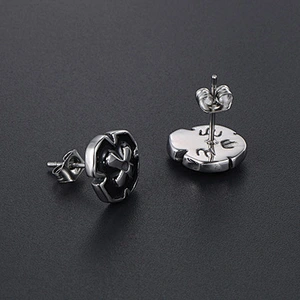 Wholesale And Retail Stainless Steel Antique Silver Womens Hip Hop Punk Gift Party Flower Stud Earrings Jewelry