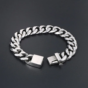 Wholesale And Retail Stainless Steel Antique Silver Men's Hip Hop Punk Gift Fashion Chain Bangle Bracelet Jewelry