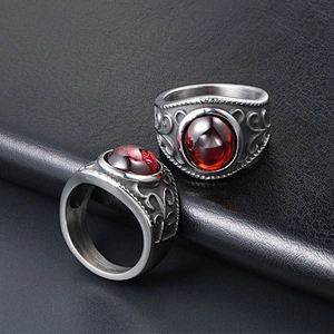 Wholesale And Retail Stainless Steel Antique Silver Men's Hip Hop Punk Gift Party Retro Zircon Rings Women's Gemstone Jewelry