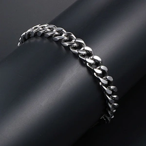 Wholesale And Retail Stainless Steel Antique Silver Men's Hip Hop Punk Gift Party Classic Chain Bangle Bracelet Jewelry