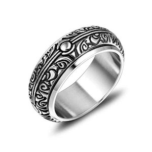 Wholesale And Retail Stainless Steel Antique Silver Men's Hip Hop Punk Gift Party Vintage  Ring Women's Jewelry