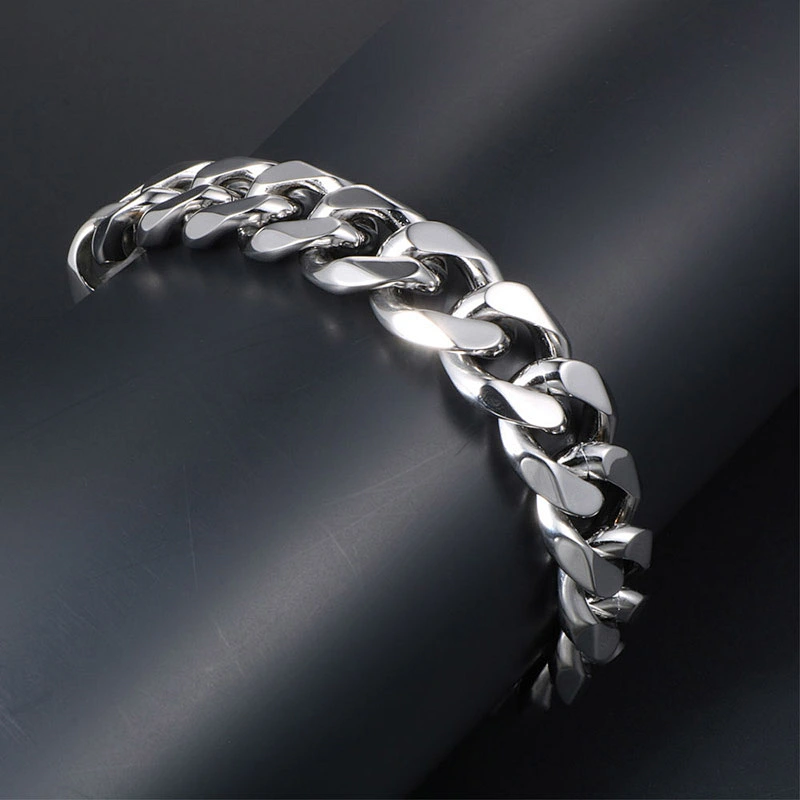 Wholesale And Retail Stainless Steel Antique Silver Men's Hip Hop Punk Gift Fashion Chain Bangle Bracelet Jewelry