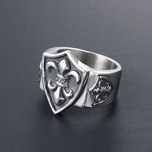 Wholesale And Retail Stainless Steel Antique Silver Men's Hip Hop Punk Gift Party Charm Scout Flowers Rings Jewelry