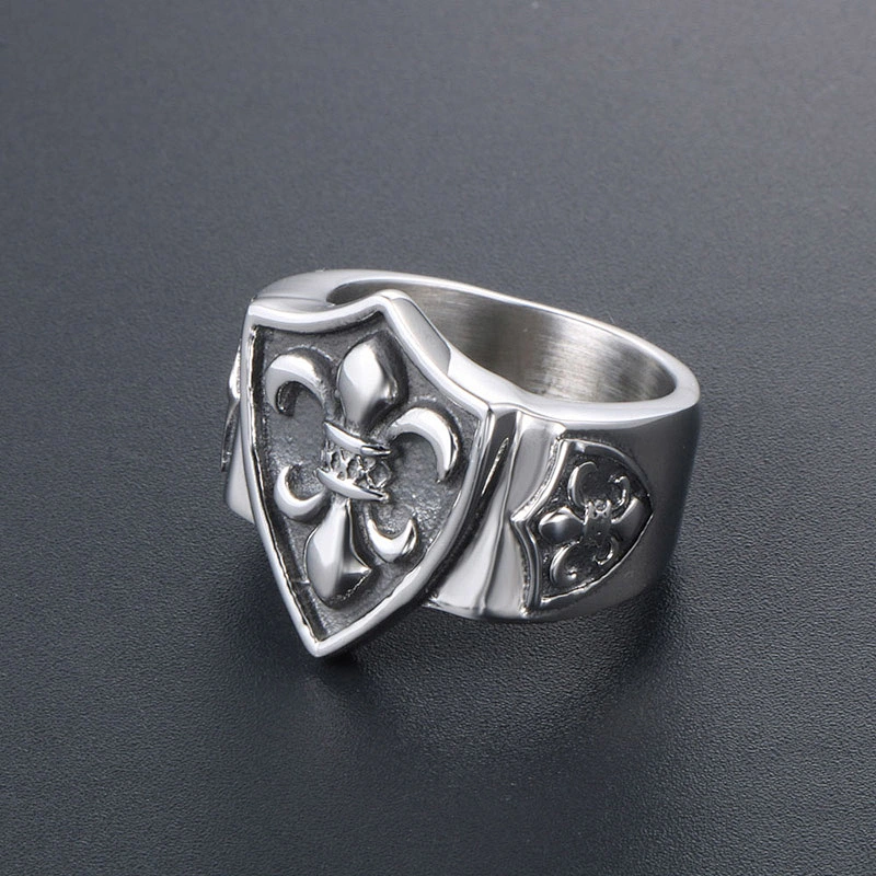 Wholesale And Retail Stainless Steel Antique Silver Men's Hip Hop Punk Gift Party Charm Scout Flowers Rings Jewelry