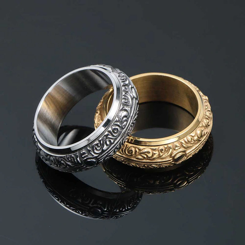 Wholesale And Retail Stainless Steel Antique Silver Men's Hip Hop Punk Gift Party Vintage  Ring Women's Jewelry