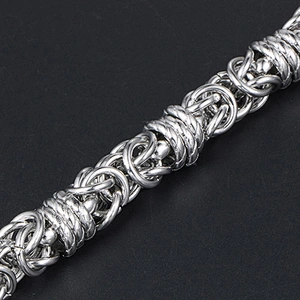Wholesale And Retail Stainless Steel Antique Silver Men's Hip Hop Punk Gift Fashion weaved Chain Bangle Bracelet Jewelry