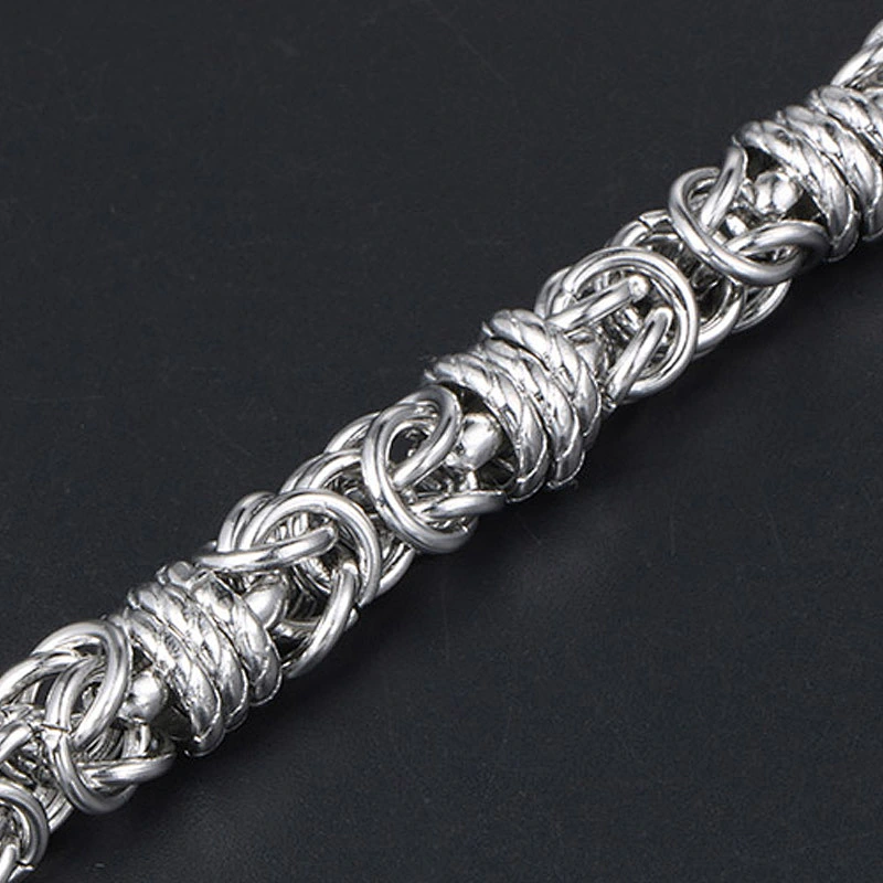 Wholesale And Retail Stainless Steel Antique Silver Men's Hip Hop Punk Gift Fashion weaved Chain Bangle Bracelet Jewelry