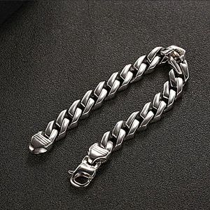 Wholesale And Retail Stainless Steel Antique Silver Men's Hip Hop Punk Gift Fashion Chain Bangle Bracelet Jewelry