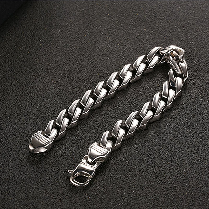 Wholesale And Retail Stainless Steel Antique Silver Men's Hip Hop Punk Gift Fashion Chain Bangle Bracelet Jewelry