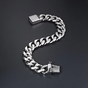 Wholesale And Retail Stainless Steel Antique Silver Men's Hip Hop Punk Gift Fashion Chain Bangle Bracelet Jewelry