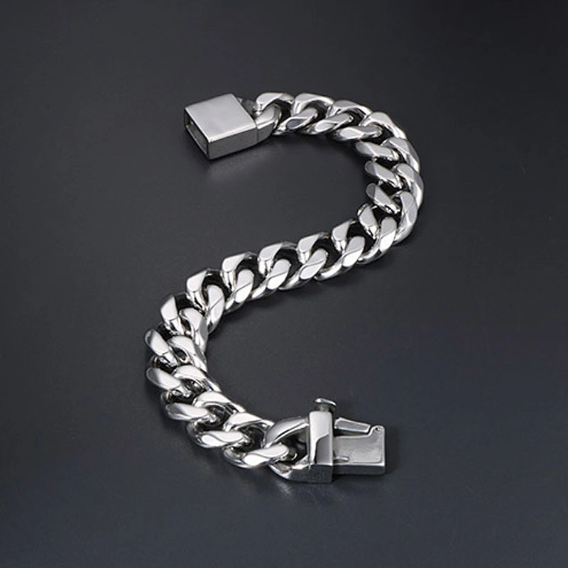 Wholesale And Retail Stainless Steel Antique Silver Men's Hip Hop Punk Gift Fashion Chain Bangle Bracelet Jewelry