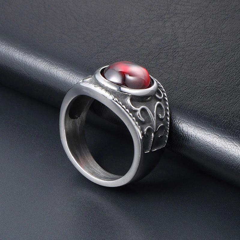 Wholesale And Retail Stainless Steel Antique Silver Men's Hip Hop Punk Gift Party Retro Zircon Rings Women's Gemstone Jewelry