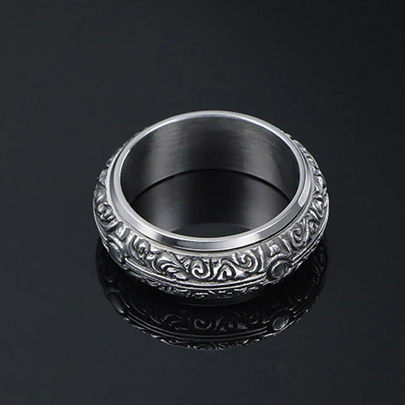 Wholesale And Retail Stainless Steel Antique Silver Men's Hip Hop Punk Gift Party Vintage  Ring Women's Jewelry