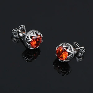 Wholesale And Retail Stainless Steel Antique Silver Womens Hip Hop Punk Gift Party Vintage Gemstone Stud Earrings Jewelry