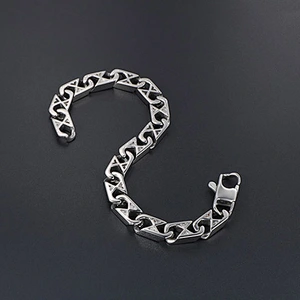 Wholesale And Retail Stainless Steel Antique Silver Men's Hip Hop Punk Gift Party Classic Word X Chain Bangle Bracelet Jewelry