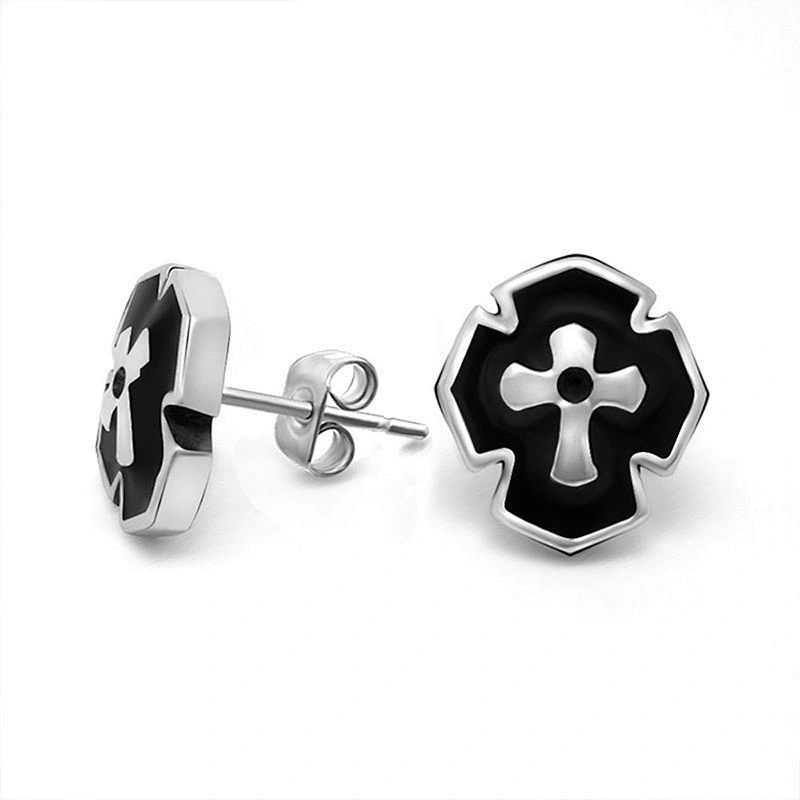 Wholesale And Retail Stainless Steel Antique Silver Womens Hip Hop Punk Gift Party Flower Stud Earrings Jewelry