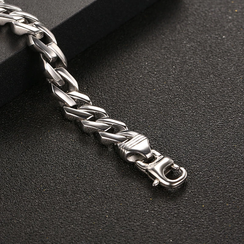 Wholesale And Retail Stainless Steel Antique Silver Men's Hip Hop Punk Gift Fashion Chain Bangle Bracelet Jewelry