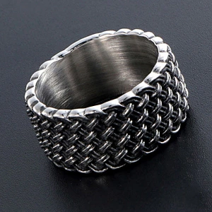 Wholesale And Retail Stainless Steel Silver Gold Men's Hip Hop Punk Gift Party Vintage Weave Ring Women's Jewelry