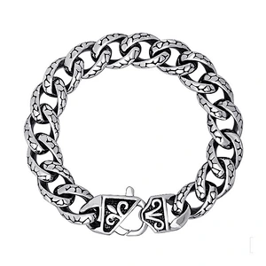 Wholesale And Retail Stainless Steel Antique Silver Men's Hip Hop Punk Gift Charm Scout Flowers Chain Bangle Bracelet Jewelry