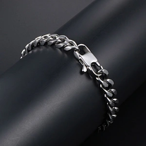 Wholesale And Retail Stainless Steel Antique Silver Men's Hip Hop Punk Gift Party Classic Chain Bangle Bracelet Jewelry