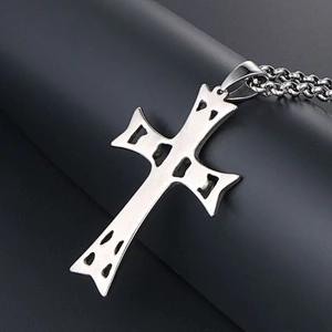 Wholesale And Retail Stainless Steel Antique Silver Womens Hip Hop Punk Gift Party Vintage Cross Skull Pendants&Charms Jewelry