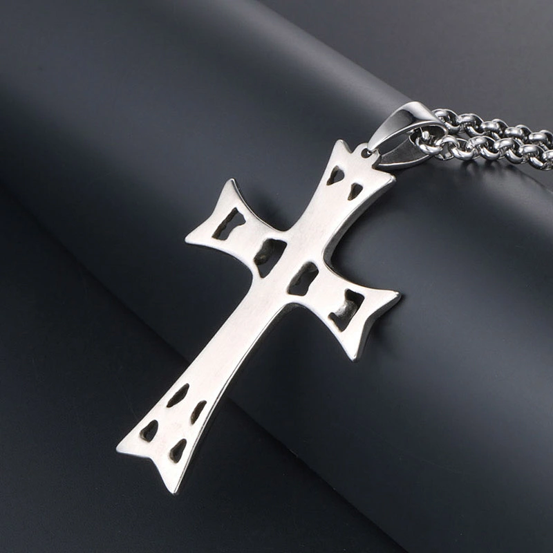 Wholesale And Retail Stainless Steel Antique Silver Womens Hip Hop Punk Gift Party Vintage Cross Skull Pendants&Charms Jewelry