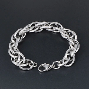 Wholesale And Retail Stainless Steel Antique Silver Men's Hip Hop Punk Gift Fried Dough Twist Chain Bangle Bracelet Jewelry