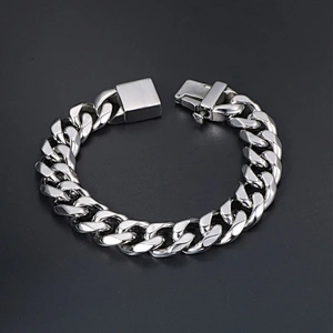 Wholesale And Retail Stainless Steel Antique Silver Men's Hip Hop Punk Gift Fashion Chain Bangle Bracelet Jewelry